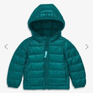 Primary Baby lightweight puffer jacket in Spruce, size 12-18 months